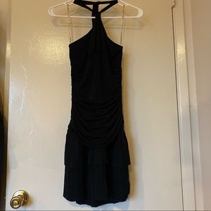 BCBG Maxazria black halter pleated mini dress Small